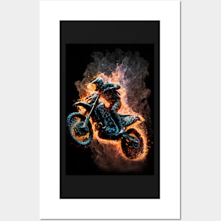 Dirt Bike With Flames Posters and Art